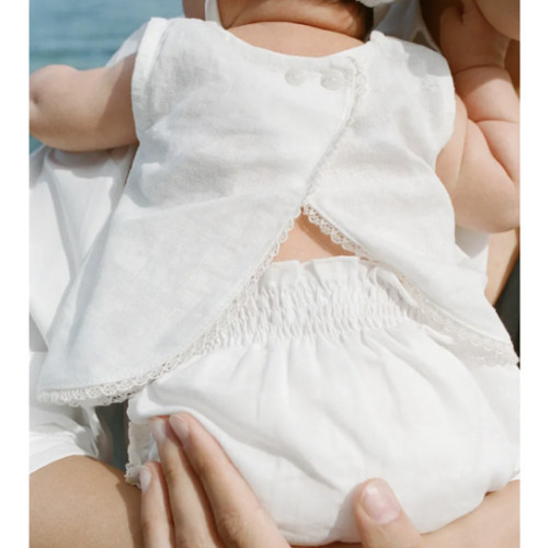 LINEN AND COTTON LACE BLOUSE AND BLOOMER SET - White | ZARA United States
