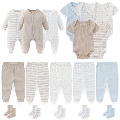 Baby Boy Girl Clothes Cotton Unisex Newborn Layette Gift Set and Accessories 18 Pack Baby Outfit 0-12Months