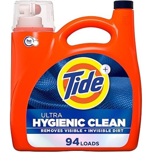 Tide Ultra Hygienic Clean Liquid Laundry Detergent, Original Scent, 132 fl oz, 94 Loads, Removes visible and invisible dirt, Laundry Detergent Liquid