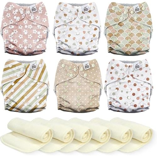 Mama Koala 6 Pack Reusable Cloth Diapers 3.0 for Babies Girls Newborn, One-Size Adjustable Baby Diaper, Durable Stitching, Back Opening for Inserts, Breathable Awj Lining, Leak Prevention-ShallowWorld