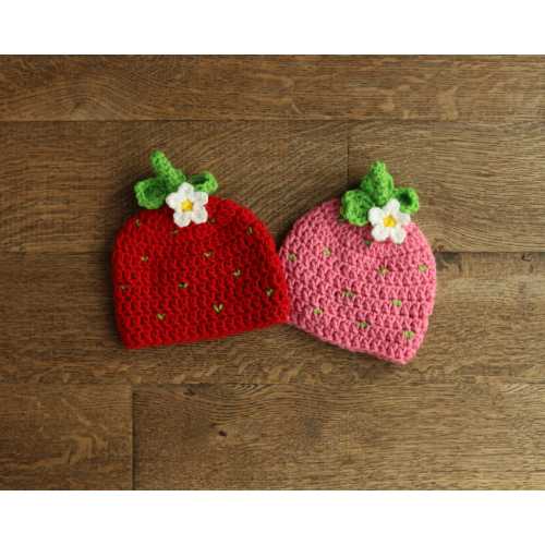 Strawberry Crochet Hat- Available in newborn, baby, infant, toddler, youth, and adult sizes MADE TO ORDER