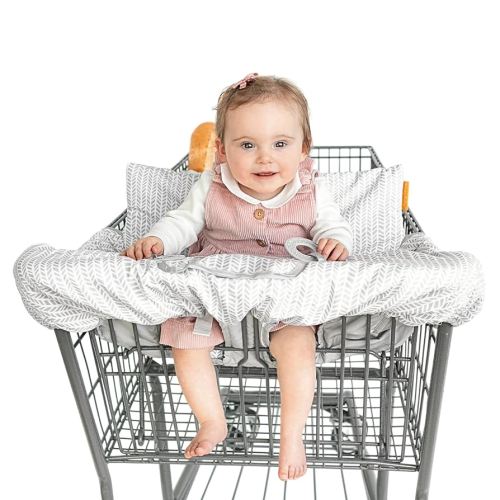 2-in-1 Cushy High Chair Cover and Shopping Cart Cover for Baby, Comfortable Cover for Grocery Cart, Universal Fit Cart Cover for Babies, Includes Storage Pouch - Little Arrows