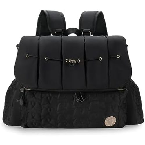 Lmbabter Diaper Bag Backpack Convertible Messenger Bag Travel Backpack Maternity Bags Stylish Baby Bag with Changing Pad for Mom (Black)