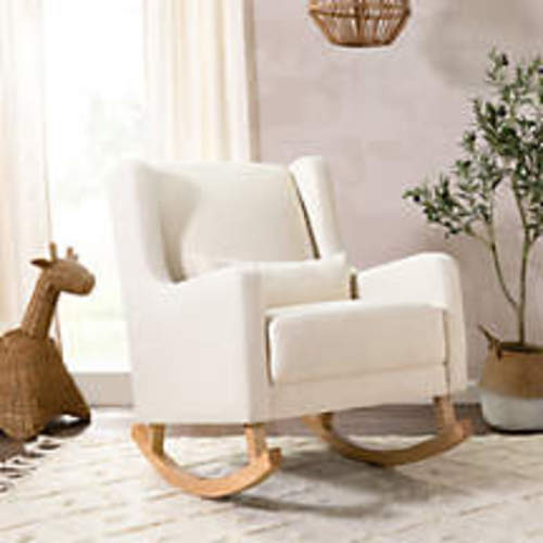 Babyletto Kai Grey Performance Nursery Rocking Chair with Wood Legs
