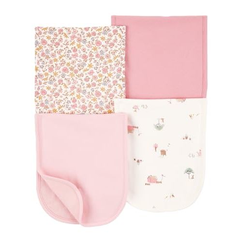 Carter's Baby Girls 4 Pack Cotton Burp Cloths (Pink/Heather)