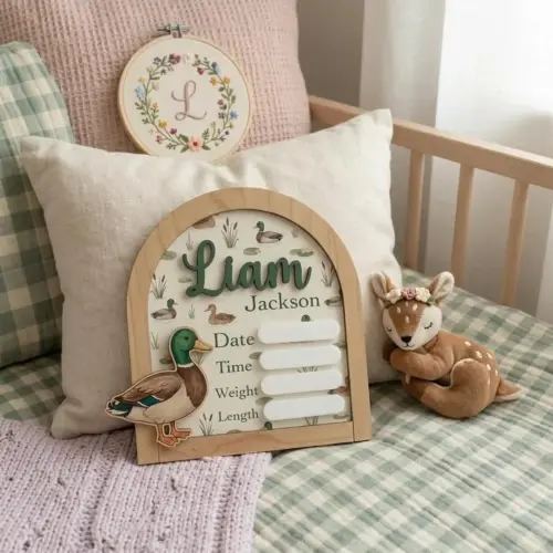 Personalized Duck Hunting Birth Stat Sign