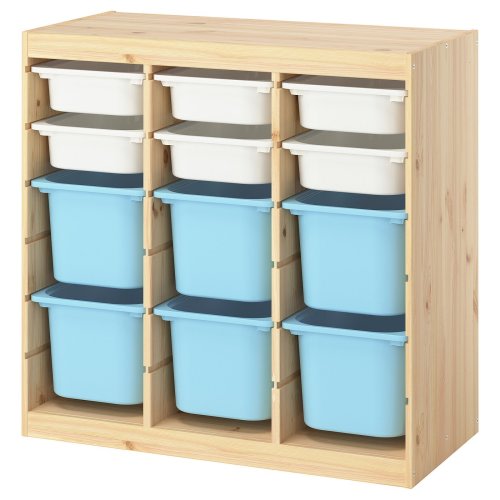 TROFAST Storage combination with boxes - room divider light white stained pine/white light blue 36 5/8x17 3/8x35 7/8 "