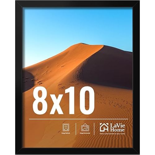 LaVie Home 8x10 Picture Frame Black Set of 10, Display 5x7 with Mat or 8 x 10 Without Mat Picture, Photo Frame Collage for Wall Gallery or Table Deco, Hanging or Tabletop Display