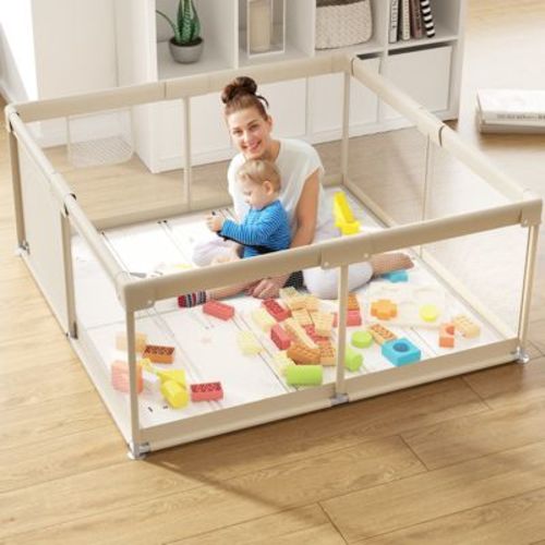Fodoss Baby Playpen with Mat, 47x47in Extra-Large Baby Play Yard for Toddlers, Indoor/Outdoor Safety Playpen with Non-Slip Base