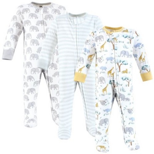 Hudson Baby Cotton Sleep and Play, Safari Friends, 0-3 Months