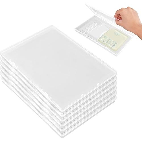 6pcs Breast Milk Storage Containers for Fridge, Flat Breastmilk Freezer Organizer Breast Milk Storage, Space Saving Breastmilk Storage Container Breastfeeding Bag Organization 7.87 X 4.72 X 0.67In
