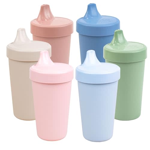 Re-Play Spill-Proof Sippy Cups - Reusable 10 Oz Set of 6, Dishwasher & Microwave Safe, Made in USA, Meadow