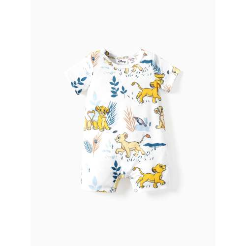 Disney Lion King Baby Boys/Girl Simba 1pc Naia™ Jungle Print Striped Romper GrayGreen