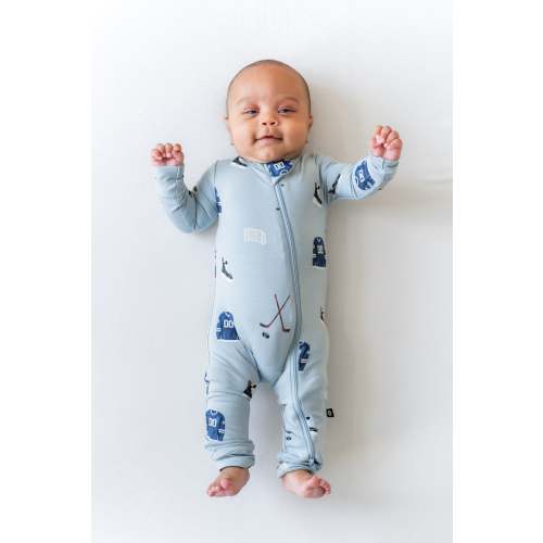 Zippered Romper in Vintage Hockey