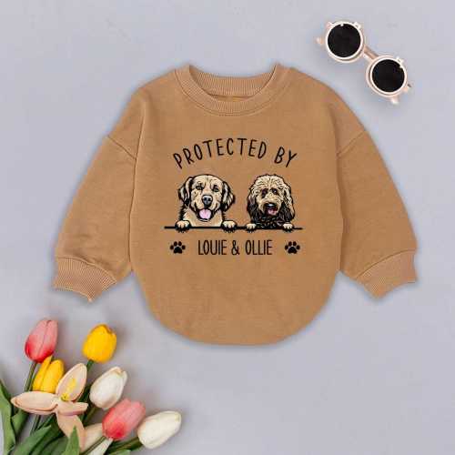 Custom Pet Portrait Protected By Baby Romper, Personalized Puppy Romper for Boys and Girls, Baby Pet Lover Outfit, Custom Baby Gift
