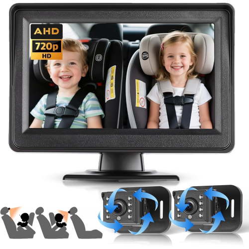 Rimoody Baby Car Monitor with Night Vision, Wide View Angle Baby Car Mirror for Infant Newborn Kids for Backseat Rear Facing Car Seat