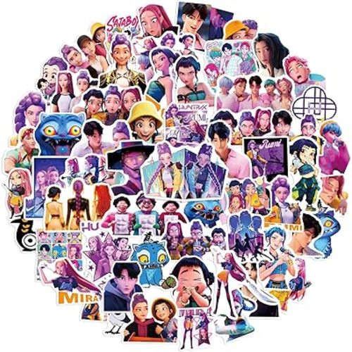 Demon Movie Hunters Stickers,60PCS Korean Idol Anime Style Stickers for Water Bottles,Waterproof Vinyl Decal for Teen Girl Adult Laptop Skateboard Phone Case Guitar Travel Case Bike Notebook(K-POP60)
