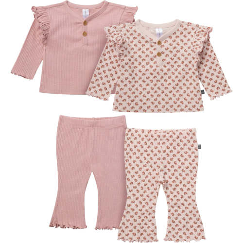 4-Piece Baby Girls Pink Henley Ruffle Top With Pants – Gerber Childrenswear