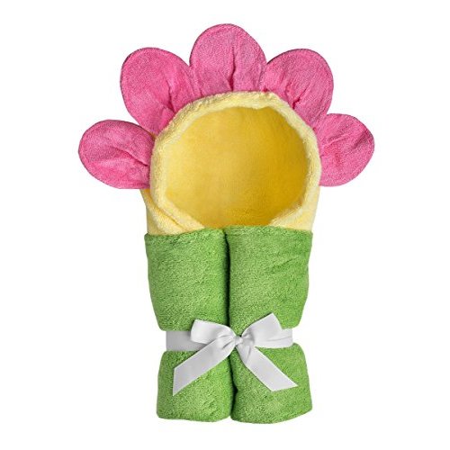 Yikes Twins Hooded Baby Towel for Kids 2-8 | Large 100% Cotton Baby Towel for Girls | Cute Flower Bath Towels for Babies and Toddlers with Pink Petals