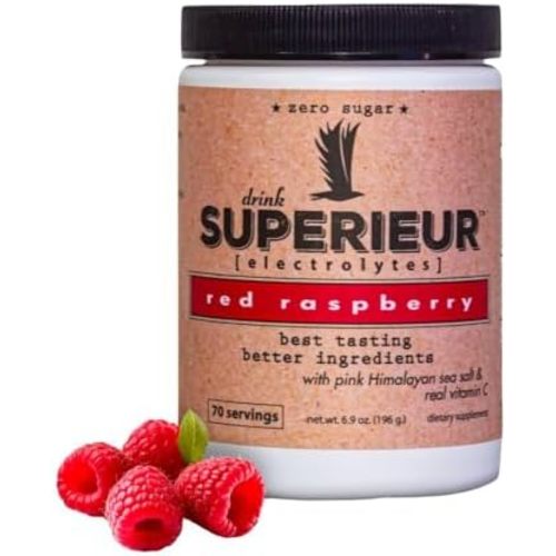 Superieur Sea Mineral Electrolyte Powder, Raspberry, 70 Servings