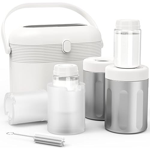 Portable Breast Milk Cooler, 24H Chill Medical-Grade 316L Stainless Steel, 2-in-1 Breastmilk Cooler Bottle & Thermos with Leakproof Storage Bottle, No Ice Needed for Travel/Work, 20oz, Beige
