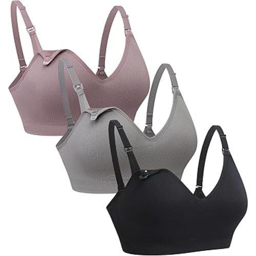 Supportive Nursing Bra for Maternity Breastfeeding Seamless Bralette with Built in Padded for Pregnancy Women