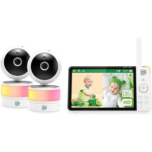LeapFrog 2-Camera Color Night Vision Video Baby Monitor with 7" HD 720p Display, Split Screen, 360 Pan & Tilt, 8X Zoom, Night Light, Humidity & Temperature Sensor, Up to 1000ft Long Range: LF920-2HD