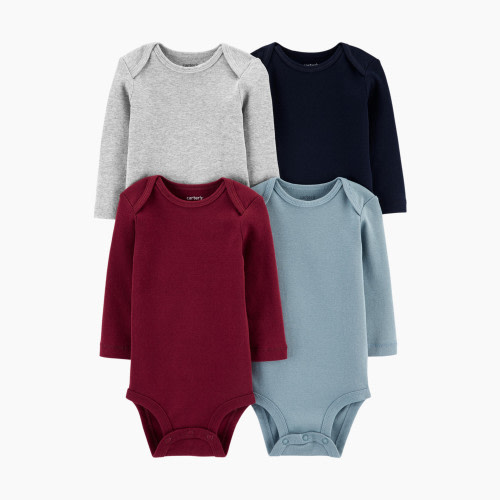 Carter's Long Sleeve Bodysuit (4 Pack) - Assorted Solids, 3M
