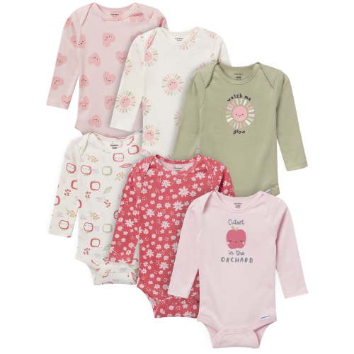 Gerber Gender Neutral Long Sleeve Onesies, 6-Pack, Sizes Newborn - 18 Months