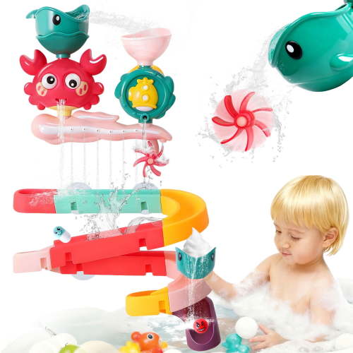 FVLOENG Baby Bath Toy,Water Slide Toys for Kids Toddlers 1-3 Age-Bathing Tub Toy 1 2 3 Year Old Girl Boy,Preschool Born Baby Bathing tub Infant Toys,Durable Interactive Multicolor Infant Toy