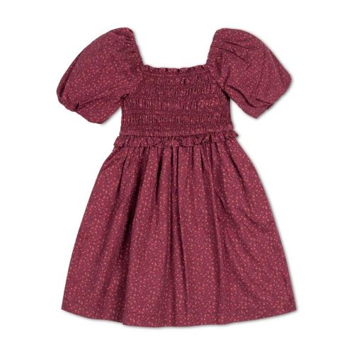 Hope & Henry Girls' Organic Short Bubble Sleeve Smocked Dress, Infant
