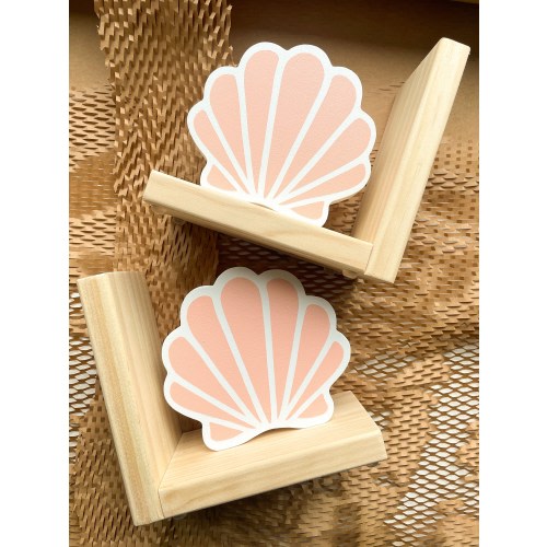 Mermaid Shell Bookends: Baby Girl baby peach Nursery Decor & Baby Shower Gift