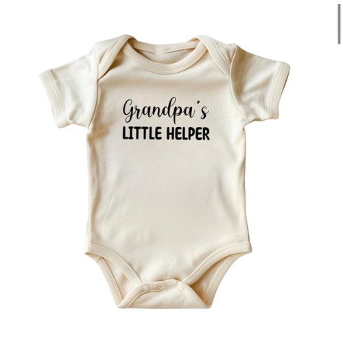 Grandpa's Little Helper Baby Bodysuit • Cute Baby Onesies® • Natural Color Baby Clothing • Funny Baby Shower Gift • Printed in USA