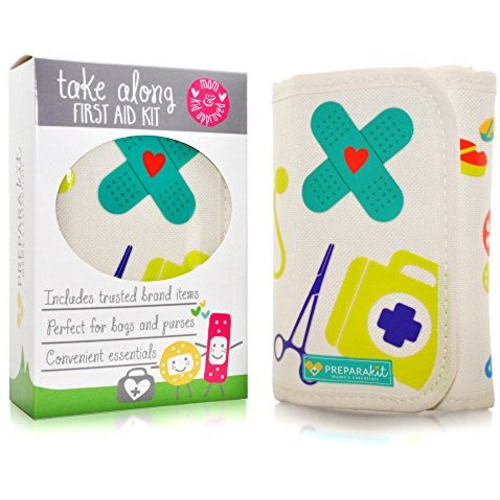Small Travel First Aid Kit - Mom’s Compact Emergency Essentials For Home, Car, Backpack, Hiking, Purse, Diaper Bag, Sports & Baby Shower Gift, Latex-Free Supplies (Kid Joy)