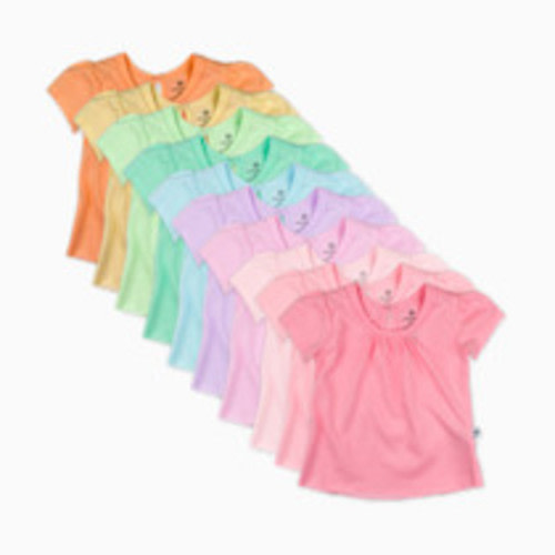 HonestBaby Baby-Girls 5-Pack Puff Sleeve T-Shirts 100% Organic Cotton Baby, Toddler, Little Kid, Girl