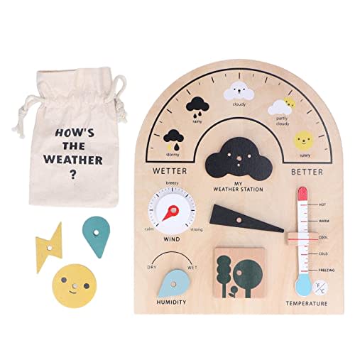 Oreilet Weather Station Toy - Educational Wooden Weatherboard for Kids, Weather Watch Learning Board, Preschool Learning Toy Climate Teaching