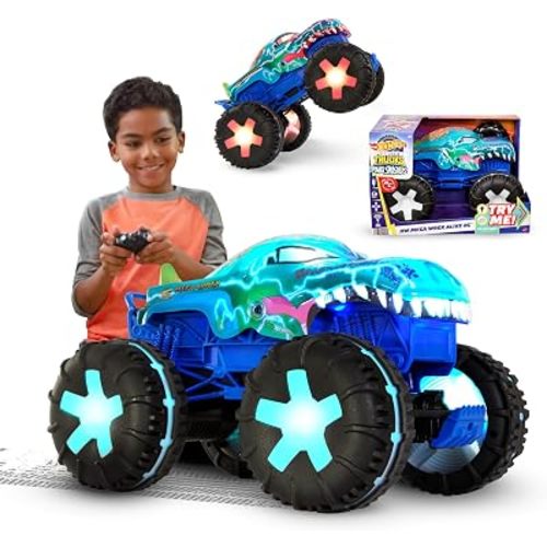 Hot Wheels Monster Trucks Mega-Wrex RC Truck, 1:15 Scale, Kids (5+), Boys, Remote Control, Battery Powered, Plastic, 33 cm (L) x 21 cm (W) x 23 cm (H), Children