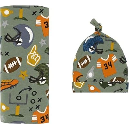 Little Sleepies Swaddle & Hat Set, Touchdown Time