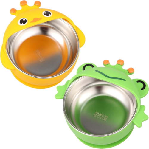 Hilingoto Clearance Baby Bowls With Suction 300ml Stainless Kids Bowls With Silicone Cute Toddler Suction Bowls Removable Infants Food Feeding Bowls for Babies Toddlers Boys Girls, a Bowl