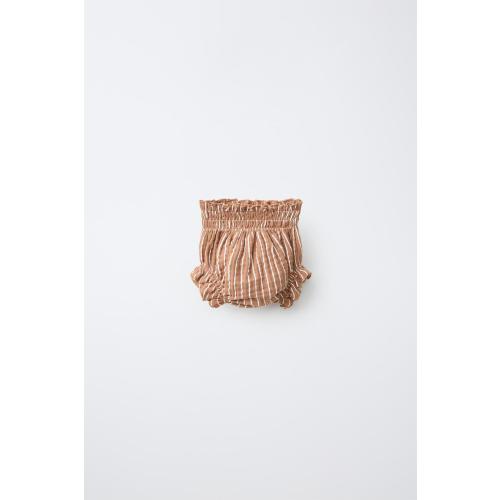 STRIPED TEXTURED BOTTOMS - Brown / White | ZARA United States