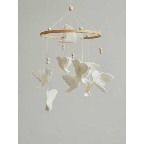 Handmade Bird Baby Mobile - Hanging Neutral Nursery Decor
