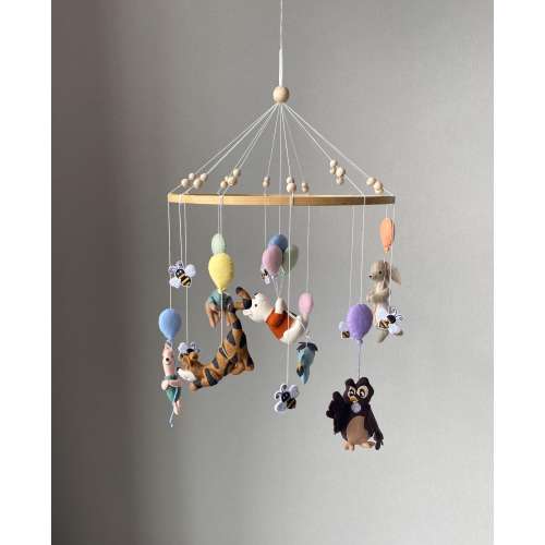 Vintage Winnie and his friends, Baby mobile boy, cot girl mobile, Winnie Nursery decor, hanging teddy bear mobile,new mom gift, baby shower.