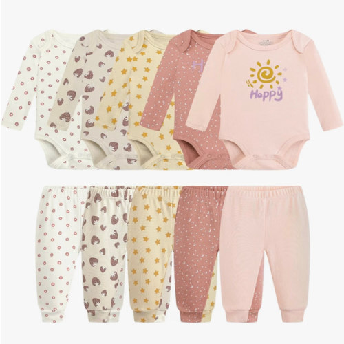 Baby Newborn Layette 10-Piece Clothing Sets Soft Cotton Bodysuits Pants Sets for Baby Boys Girls Toddler Unisex