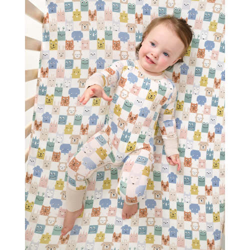 Check Mates Fitted Mini Crib Sheet