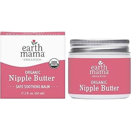 Earth Mama Organic Nipple Butter™ | Nipple Cream Safe for Breastfeeding | Postpartum Essentials for Nursing | Non Lanolin Nipple Cream, 2-Fluid Ounce