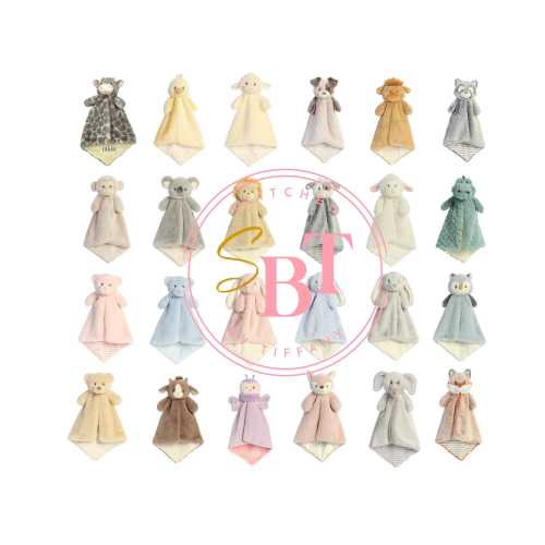 Monogrammed animal luvster lovey security blanket personalized custom embroidered baby gift