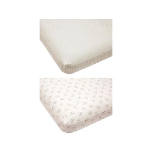 2 Pack 225 Thread Count Organic Cotton Fitted Cot Sheets - Bears and Checkered
