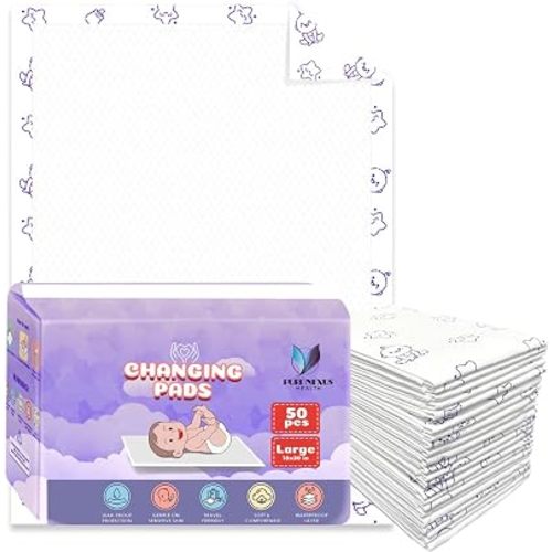 Disposable Baby Changing Pad Liners 18"x30" – 50 Pack, Soft, Waterproof & Ultra Absorbent for Mess-Free Diaper Changes
