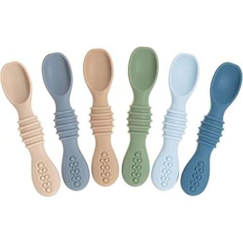 Sperric Baby Spoons - 6+ Months, Self Feeding, BPA Free Teething Spoons, Blue