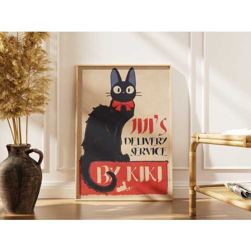 Jiji Kiki Poster, Kiki’s Delivery Service Wall Art, Studio Ghibli Print, Kiki Anime Decor, Japanese Wall Art, Cozy Witch Gift